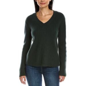 New VINCE Women's Mineral Stone Ribbed Wool & Cashmere V-Neck Sweater Size S